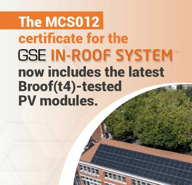 MCS Certification for IN-ROOF PV projects